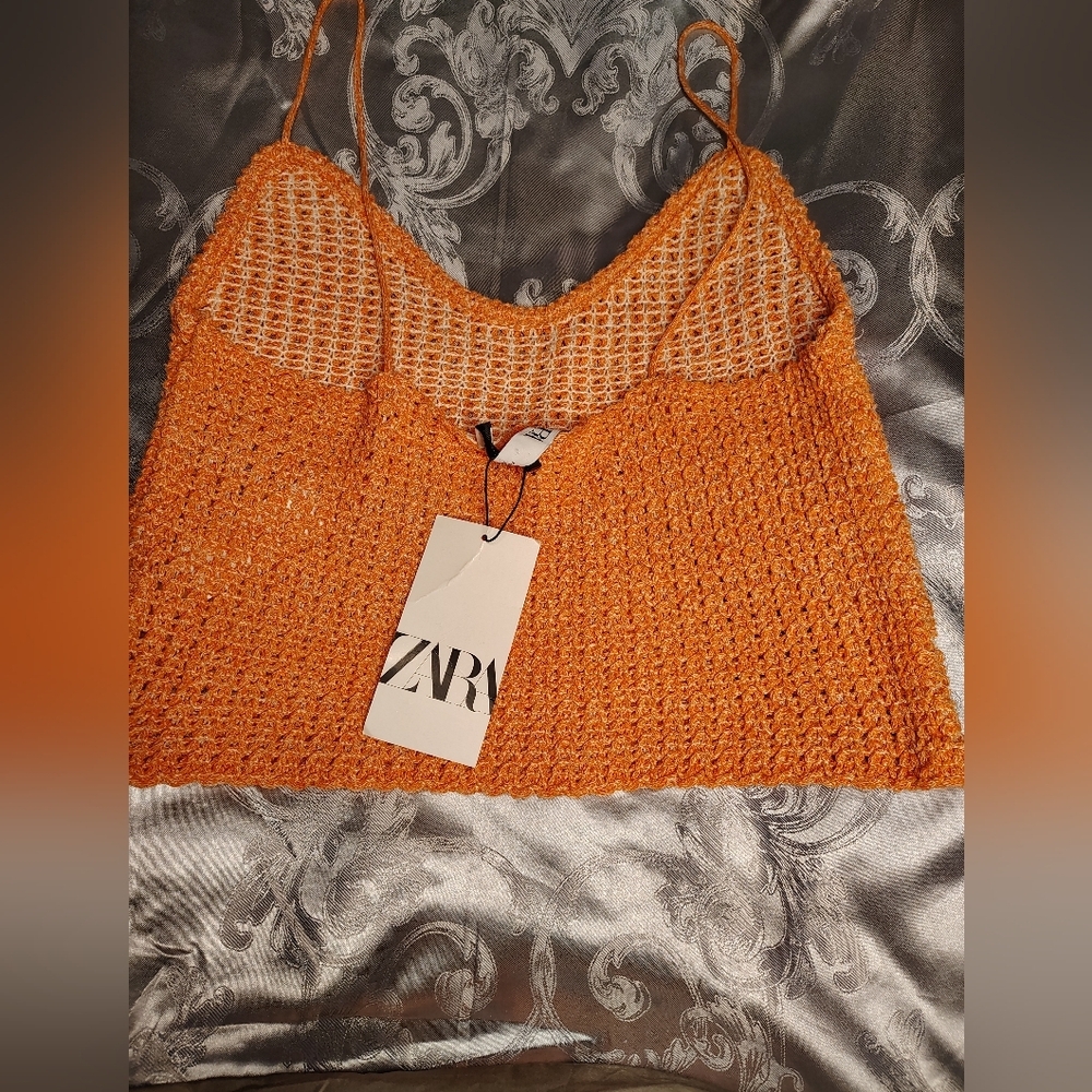 Zara Orange Ribbed Sleeveless Camisole - Picture 9 of 9